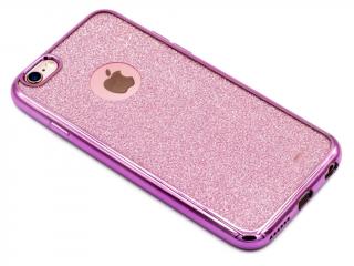 Třpytkový, gumový obal na iPhone 6,6s - Růžový
