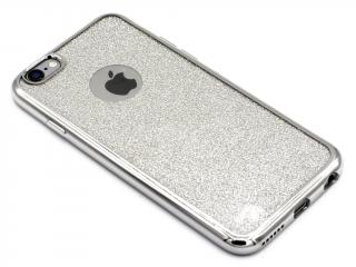 Třpytkový, gumový obal na iPhone 6,6s - Stříbrný