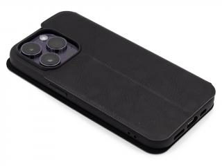 Zavírací ECO TPU kožené pouzdro na iPhone 14 Pro Max - Černý