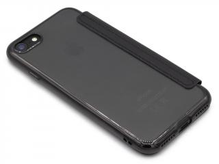 Zavírací gumové pouzdro s TPU koženou přední částí na iPhone 7,8, SE 2020 (2022) - Černý
