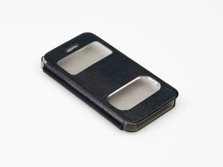 Zavírací pouzdro pro iPhone 5,5s,SE plastovokožené - Černé