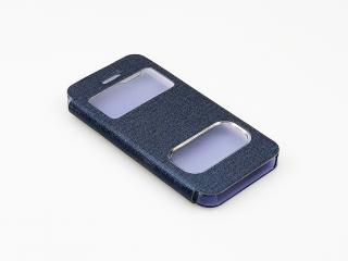 Zavírací pouzdro pro iPhone 5,5s,SE plastovokožené - Modré