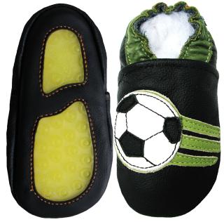 Kožené capáčky s gumovou podrážkou fotbalový míč CAROZOO Velikost capáčků: 12-18 měsíců