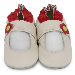Kožené capáčky s koženou podrážkou bílé sandálky CAROZOO Velikost capáčků: 2-3 roky