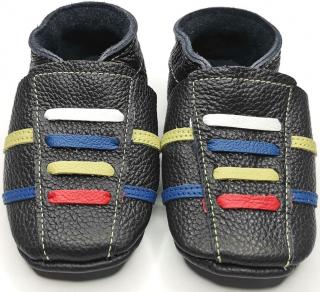 Kožené capáčky s koženou podrážkou černé sneakersky EBOOBA Velikost capáčků: 12-18 měsíců