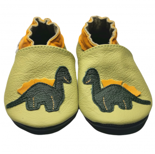 Kožené capáčky s koženou podrážkou dinosaurus EBOOBA Velikost capáčků: 12-18 měsíců