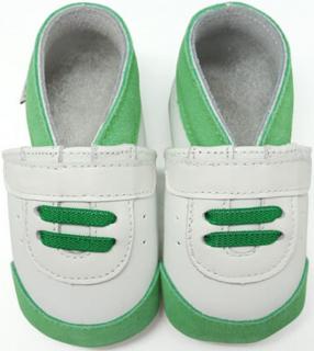 Kožené capáčky zelené sneakersky LAIT ET MIEL Velikost capáčků: 0-6 měsíců
