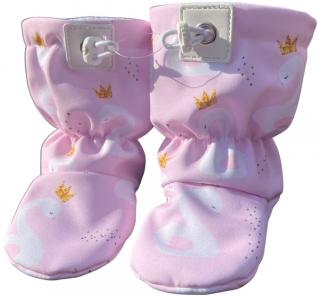Softshellové capáčky s microfleecem růžové s labutí Velikost capáčků: 6-12 měsíců