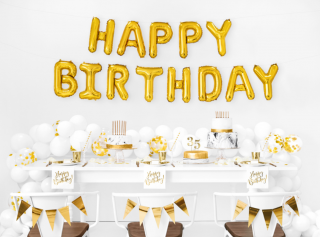 Happy Birthday zlaté fóliové balónky FB6M-019 - Partydeco