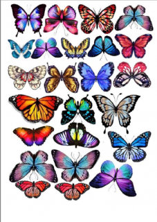 Motýlci mix barev jedlý papír k vystřihnutí
