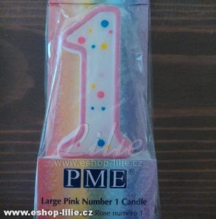 Narozeninová svíčka 1 růžová PME CA081 - Knightsbridge PME LTD, Anglie