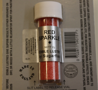 RED SPARKLE prachová lesklá barva Sugarflair - Sugarflair Colours, Anglie