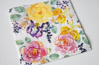 Ubrousky k dekoraci (decoupage) 33x33 cm - 6 druhů Barva: barevné květy