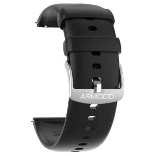 Řemínek ARMODD Silentwatch 4 Pro silikonový černý se stříbrnou sponou (22mm)