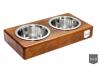 Luxusní miska pro psa Duo dřevo ořech VELIKOST: M - 32,5x17,5x5cm (0,47l)