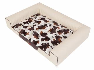 Pelíšek pro psa LUX Victoria - béžová ekokůže s kožešinou VELIKOST: XL - 100 x 66 cm