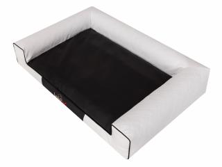 Pelíšek pro psa LUX Victoria - bílá s černou eko kůže VELIKOST: XL - 100 x 66 cm