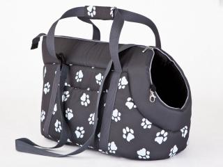 Taška pro psa cestovní - šedá a packy VELIKOST: R3 - d 50 x š 30 x v 32 cm