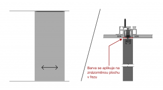 Jednokolejnicový posuv do stropu skrytý PREMIUM - podhled z obou stran - Barva šířka průchodu/ délka kolejnice: 100/ 210 cm, typ kotvení: do stropu