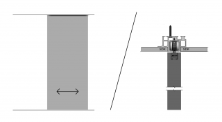 Jednokolejnicový posuv do stropu skrytý PREMIUM - podhled z obou stran - ELOX šířka průchodu/ délka kolejnice: 100/ 210 cm, typ kotvení: do stropu