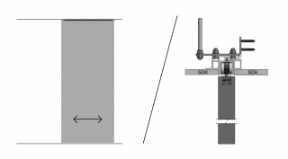 Jednokolejnicový posuv do stropu skrytý PREMIUM - podhled z obou stran - ELOX šířka průchodu/ délka kolejnice: 100/ 210 cm, typ kotvení: do zdi +…