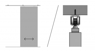 Posuv basic do stropu pro dřevěné dveře šířka průchodu/ délka kolejnice: 100/ 210 cm