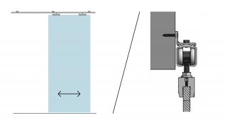 Posuv basic na zed pro skleněné dveře šířka průchodu/ délka kolejnice: 100/ 210 cm
