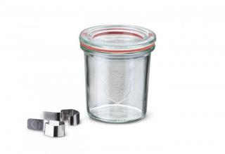 WECK zavařovací sklenice Mini-Sturz 140 ml, průměr 60 Varianta: Sklenice + víčko + těsnící guma + 2 klipy