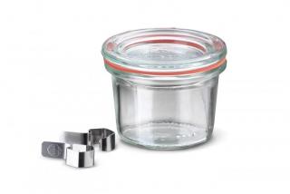 WECK zavařovací sklenice Mini-Sturz 80 ml, průměr 60 Varianta: Sklenice + víčko + těsnící guma + 2 klipy