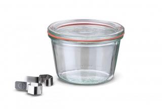 WECK zavařovací sklenice Sturz 370 ml, průměr 100 Varianta: Sklenice + víčko + těsnící guma + 2 klipy