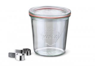 WECK zavařovací sklenice Sturz 580 ml, průměr 100 Varianta: Sklenice + víčko + těsnící guma + 2 klipy