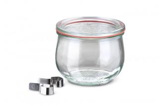 WECK zavařovací sklenice Tulpe 580 ml, průměr 100 Varianta: Sklenice + víčko + těsnící guma + 2 klipy