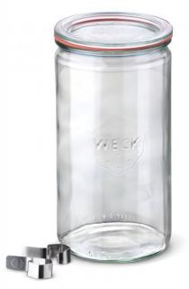WECK zavařovací sklenice válcová Zylinder 1590 ml, průměr 100 Varianta: Sklenice + víčko + těsnící guma + 2 klipy