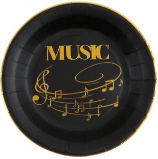 Papírové talíře MUSIC 10 ks, černo-zlaté
