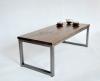 Konferenční stolek No.3 úprava dřeva: holubí šeď, úprava kovu: leštěný kov