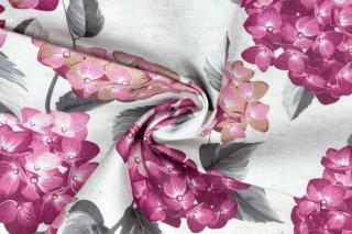 Bavlna režná růžové hortenzie
