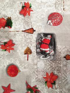 Bavlna režná Santa Claus a červené vánoční motivy