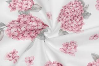 Bavlněné plátno růžové hortenzie