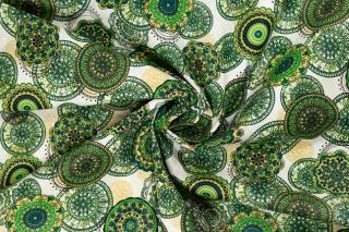 Bavlněné plátno zelené mandaly
