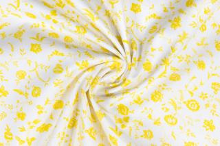 Bavlněné plátno žluté drobné kvítky na bílé
