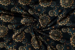Kočárkovina modro zlaté mandaly na černé