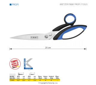 Krejčovské nůžky Kretzer Finny Profi, délka 25 cm