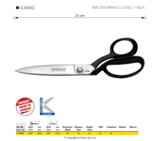 Krejčovské nůžky Kretzer Spirale Classic, délka 25 cm