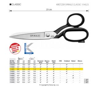 Krejčovské nůžky Kretzer Spriale Classic, délka 23 cm