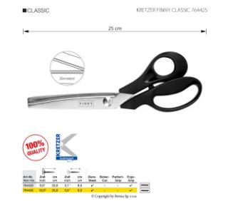 Krejčovské nůžky s mikrozoubky Kretzer Finny Classic, délka 25 cm