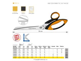 Nůžky na kevlar a aramid Kretzer Finny, délka 30 cm