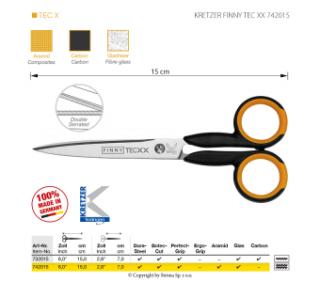 Nůžky na kevlar a aramid Kretzer Finny Tec XX, délka 15 cm