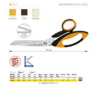 Nůžky na kevlar a aramid Kretzer Finny Tec XX, délka 25 cm