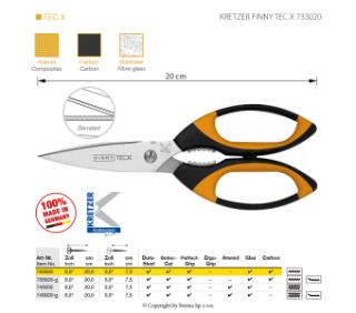 Nůžky s mikrozoubky Kretzer Finny Tec X, délka 20 cm