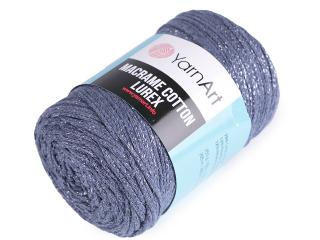 Pletací příze Macrame Cotton lurex 250 g Balení: 1 ks, Varianta: 11 (730) modrá jeans stříbrná